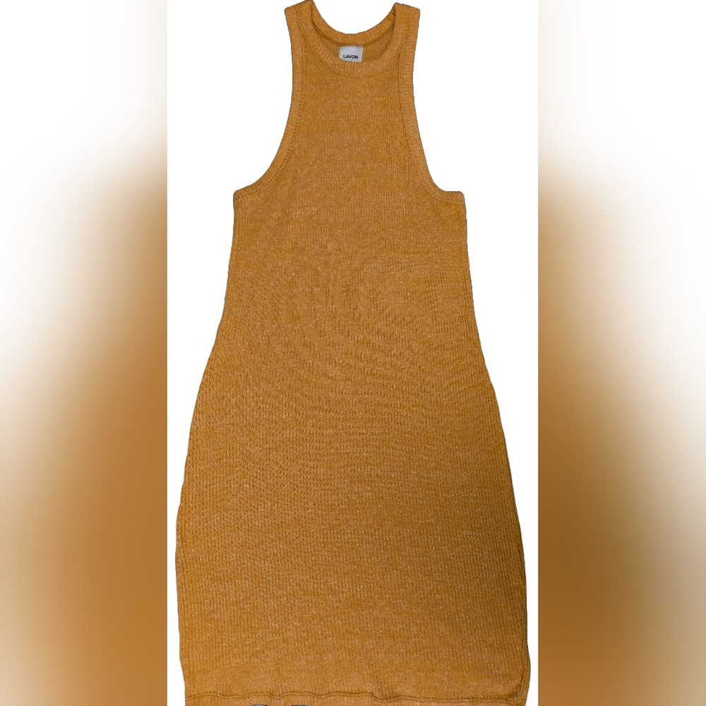 Mustard Yellow Ribbed Knit Tank Dress